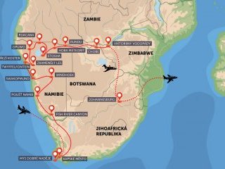 JAR, Namibie, Botswana, Zimbabwe, Zambie - Poznávací zájezdy