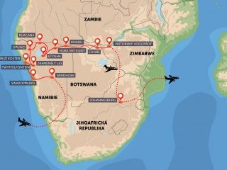 Namibie, Botswana, Zimbabwe, Zambie - Poznávací zájezdy