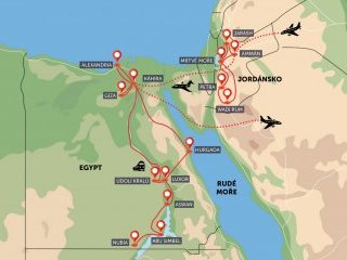 Egypt maximální poznání a Jordánsko