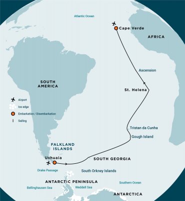 Atlantic Odyssey excl. Antarctic Peninsula to Cape Verde (m/v Plancius)