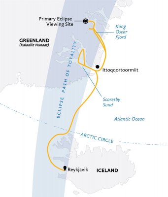 Iceland to Greenland: Total Solar Eclipse (Ultramarine)