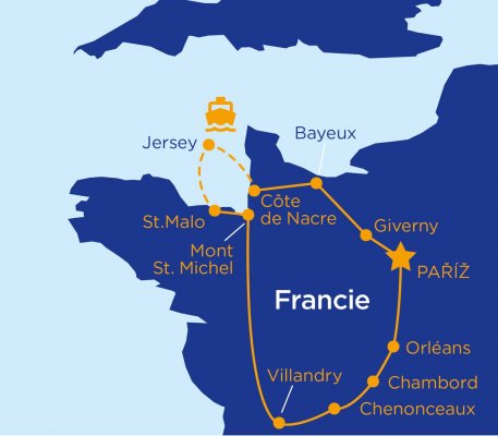Údolím Loiry do Normandie a na ostrov Jersey